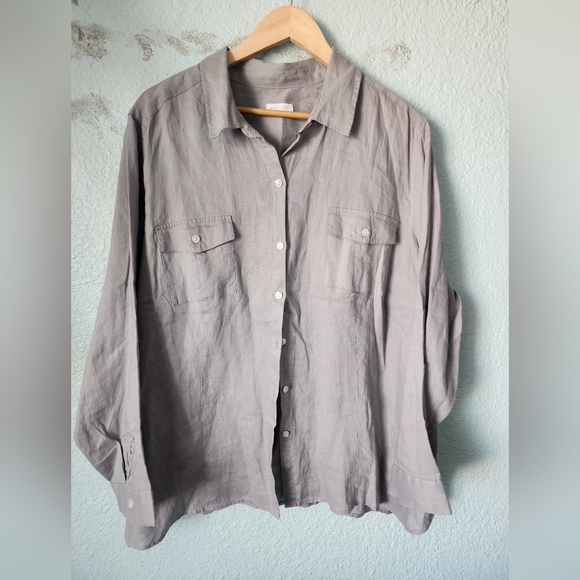 J. Jill Tops - J. Jill Light Gray Linen Shirt
